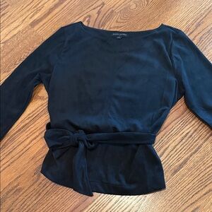 Banana Republic Elegant Black Long Sleeve Top Suede